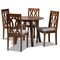 Baxton Studio Pia Grey Upholstered and Walnut Wood 5-Piece Dining Set 170-9878-10895 - alternate 1